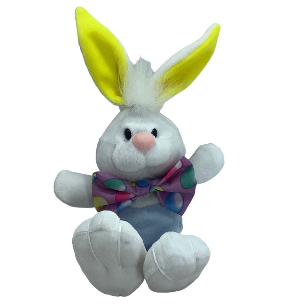 Dandee Easter Bunny Rabbit‎ Plush Stuffed Animal 7" Big Feet Egg Bow Tie